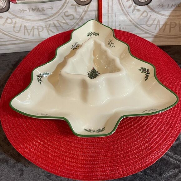 Spode Christmas Tree chip and dip bowl NWT - Picture 4 of 12